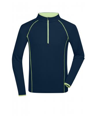Men Men's Sports Shirt Long-Sleeved Navy/bright-yellow 8467