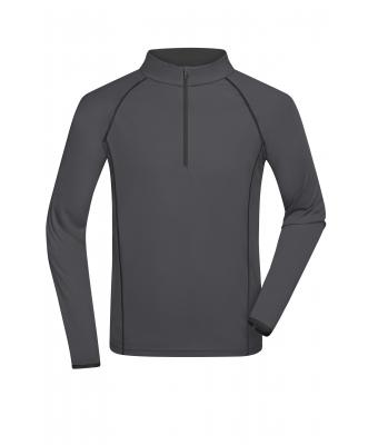 Heren Men's Sports Shirt Long-Sleeved Titan/zwart 8467