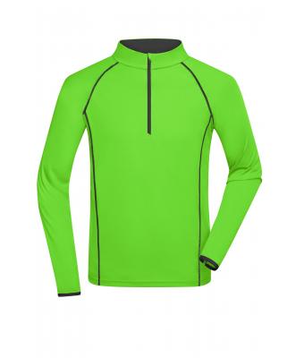 Herren Men's Sports Shirt Long-Sleeved Bright-green/black 8467