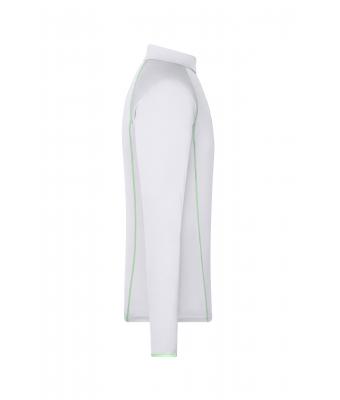 Herren Men's Sports Shirt Long-Sleeved White/bright-green 8467