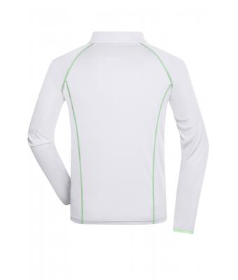 Herren Men's Sports Shirt Long-Sleeved White/bright-green 8467