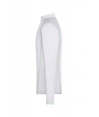 Men Men's Sports Shirt Long-Sleeved White/bright-green 8467