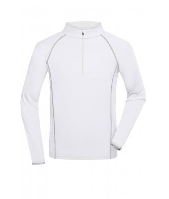 Men Men's Sports Shirt Long-Sleeved White/silver 8467