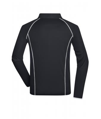 Heren Men's Sports Shirt Long-Sleeved Zwart/wit 8467