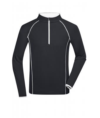 Heren Men's Sports Shirt Long-Sleeved Zwart/wit 8467