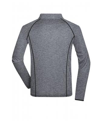 Heren Men's Sports Shirt Long-Sleeved Zwart-melange/zwart 8467