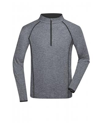 Heren Men's Sports Shirt Long-Sleeved Zwart-melange/zwart 8467