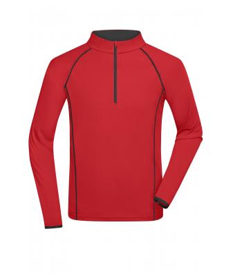 Heren Men's Sports Shirt Long-Sleeved Rood/zwart 8467
