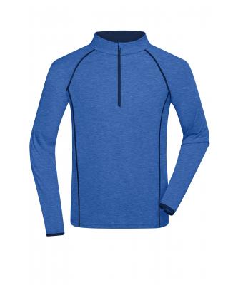 Men Men's Sports Shirt Longsleeve Blue-melange/navy 8467