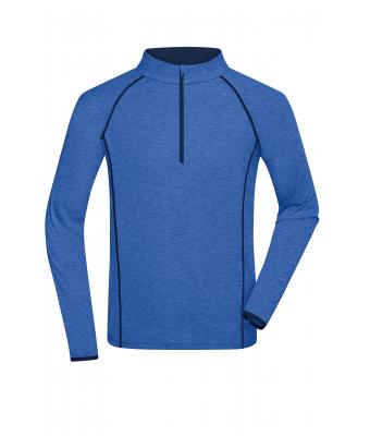 Men Men's Sports Shirt Longsleeve Blue-melange/navy 8467
