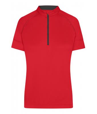 Dames Ladies' Bike-T Half Zip Tomaat/zwart 8470
