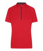 Dames Ladies' Bike-T Half Zip Tomaat/zwart 8470