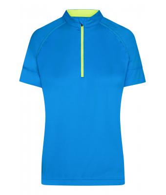 Femme Maillot cycliste femme 1/2 zip Bleu-vif/jaune-vif 8470