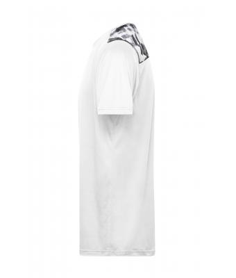 Heren Men's Sports Shirt   GRS Wit/zwart-grijs-bedrukt 10243