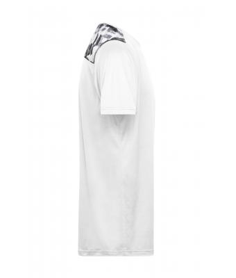 Heren Men's Sports Shirt   GRS Wit/zwart-grijs-bedrukt 10243