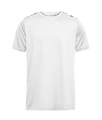 Heren Men's Sports Shirt   GRS Wit/zwart-grijs-bedrukt 10243