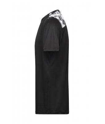 Herren Men's Sports Shirt Black/black-printed 10243
