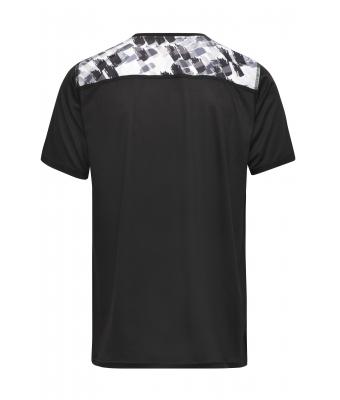 Herren Men's Sports Shirt Black/black-printed 10243