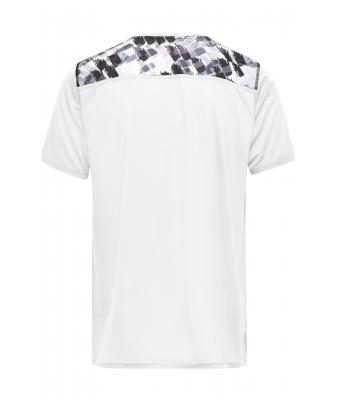 Heren Men's Sports Shirt Wit/zwart-grijs-bedrukt 10243