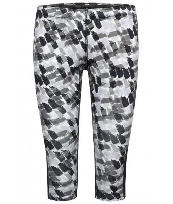 Dames Ladies' Sports 3/4 Tights Zwart-grijs-bedrukt/zwart 10248
