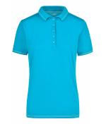 Damen Ladies' Elastic Polo Aqua/white 7959
