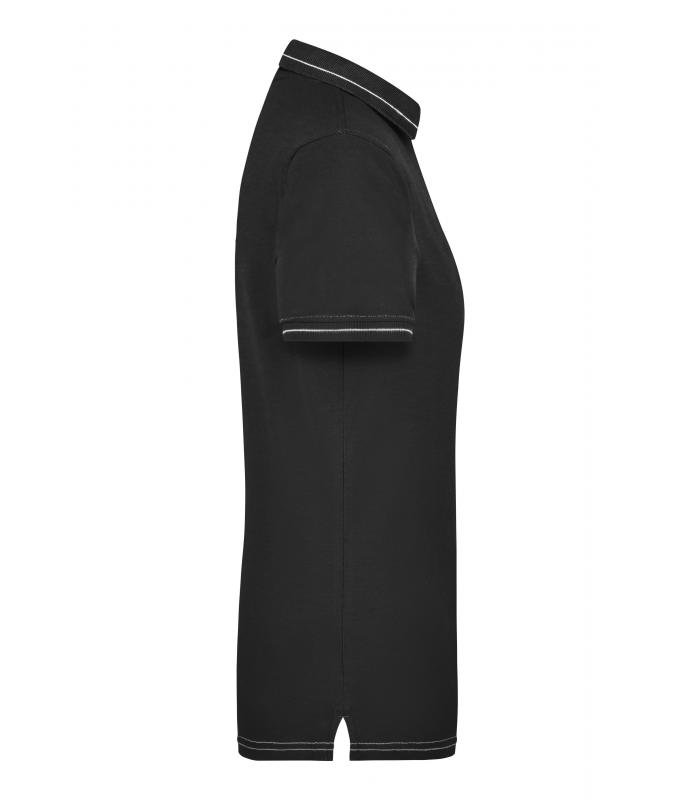 Damen Ladies' Elastic Polo Black/white 7959