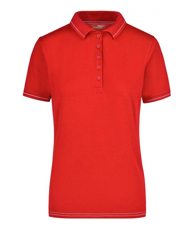 Damen Ladies' Elastic Polo Red/white 7959