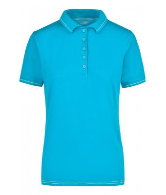 Dames Ladies' Elastic Polo Aqua/wit 7959