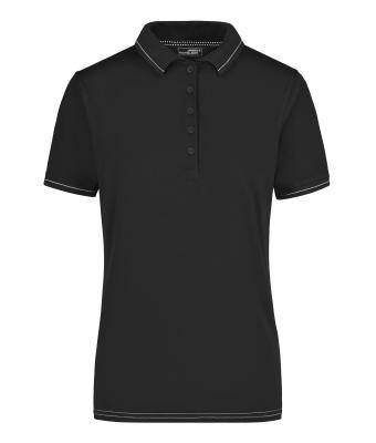 Dames Ladies' Elastic Polo Zwart/wit 7959