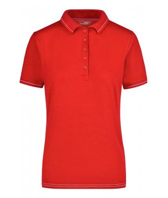 Dames Ladies' Elastic Polo Rood/wit 7959