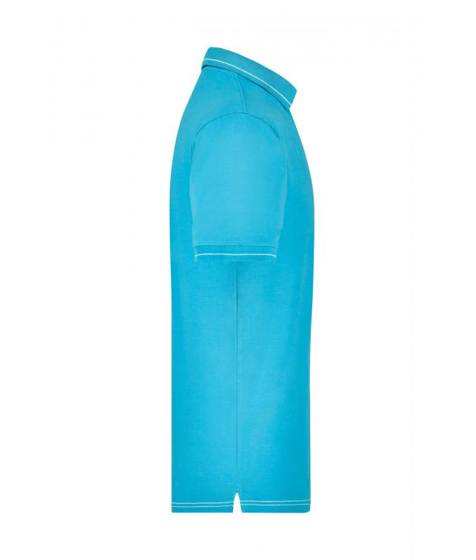 Herren Men's Elastic Polo Aqua/white 7995