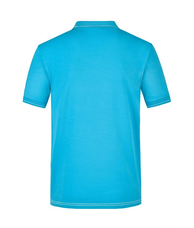 Herren Men's Elastic Polo Aqua/white 7995