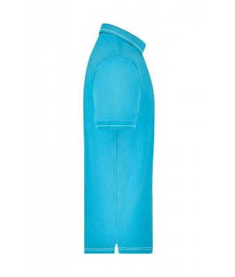 Men Men's Elastic Polo Aqua/white 7995