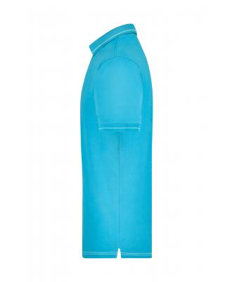 Heren Men's Elastic Polo Aqua/wit 7995