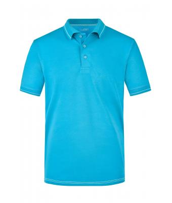Heren Men's Elastic Polo Aqua/wit 7995