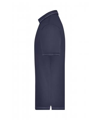 Heren Men's Elastic Polo Navy/wit 7995