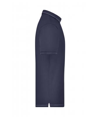 Heren Men's Elastic Polo Navy/wit 7995