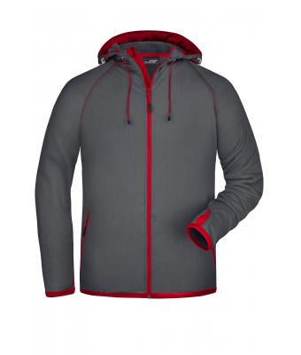 Homme Veste contrastée à capuche homme Carbone/rouge 8026