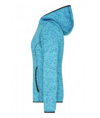 Dames Ladies' Knitted Fleece Hoody Blauw-melange/zwart 8043