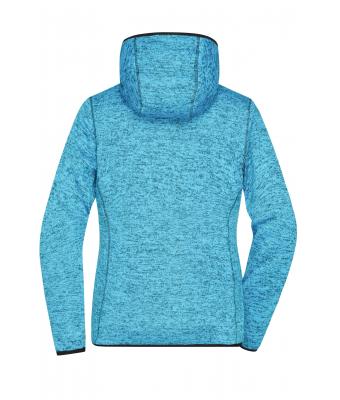 Dames Ladies' Knitted Fleece Hoody Blauw-melange/zwart 8043
