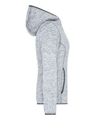 Damen Ladies' Knitted Fleece Hoody Light-melange/carbon 8043