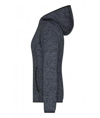 Dames Ladies' Knitted Fleece Hoody Donker-melange/zwart 8043