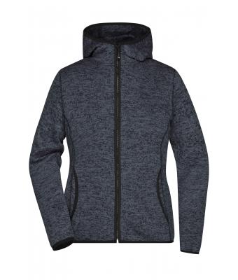 Dames Ladies' Knitted Fleece Hoody Donker-melange/zwart 8043