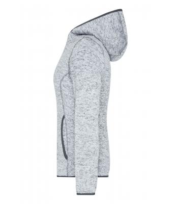 Dames Ladies' Knitted Fleece Hoody Licht melange/carbon 8043