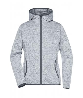 Dames Ladies' Knitted Fleece Hoody Licht melange/carbon 8043