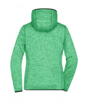 Dames Ladies' Knitted Fleece Hoody Groen-melange/zwart 8043