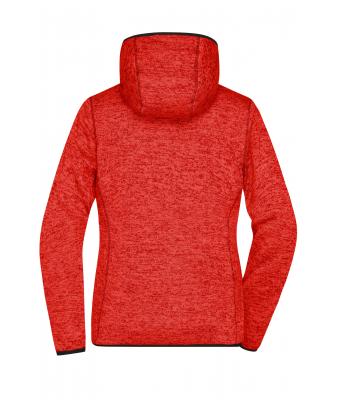 Dames Ladies' Knitted Fleece Hoody Rood-melange/zwart 8043
