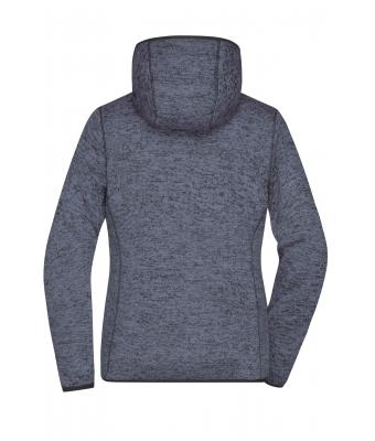 Dames Ladies' Knitted Fleece Hoody Denim-melange/zwart 8043