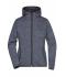 Dames Ladies' Knitted Fleece Hoody Denim-melange/zwart 8043
