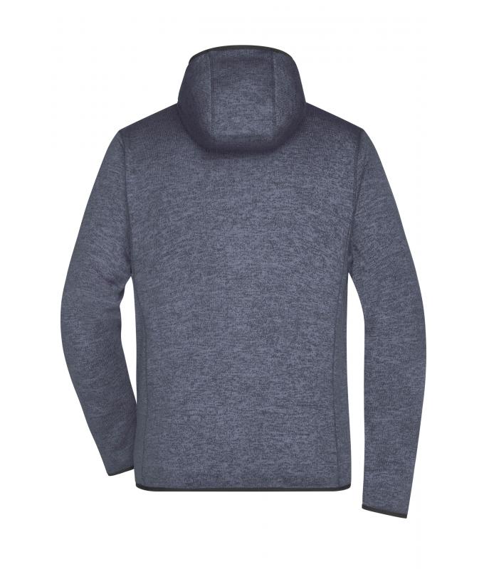 Men Men's Knitted Fleece Hoody Denim-melange/black 8044